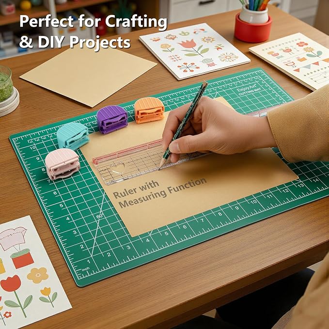 Rotary Paper Cutter Set, 4 Interchangeable 28mm Blades, 14x2" Acrylic Quilting - Image 2