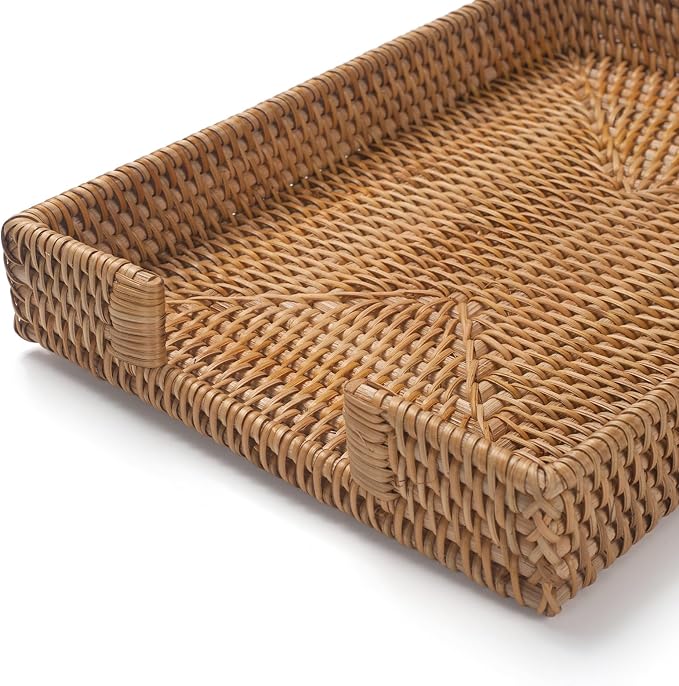 Rattan Letter Tray, Wicker Desk Tray, Woven Desk Organizer, A4 Paper, Magazine - Image 2