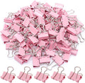 Pink Binder Clips, Mini Paper Clip, Small Paper Clamps 15mm, 100 Pack Micro by YCVIORING