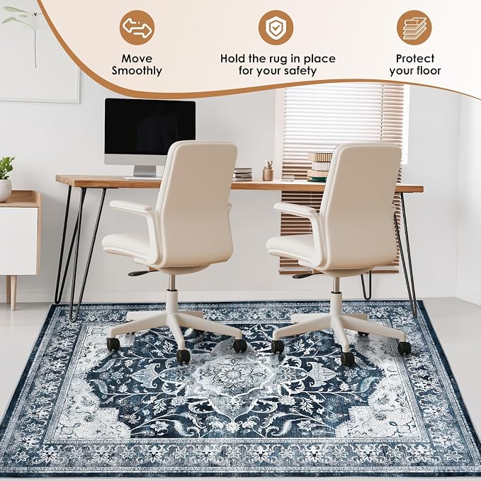 Office Chair Mat for Hardwood Tile Floor, Machine Washable Office Area Carpet - Image 4