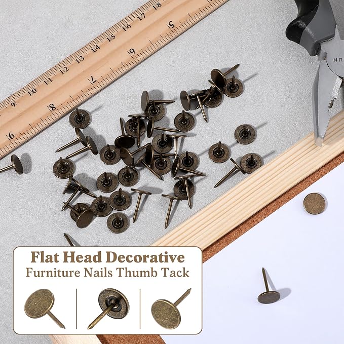 100 PCS Metal Thumb Tacks Push Pins, Heavy Duty Flat Head Thumbs Tag, - Image 3