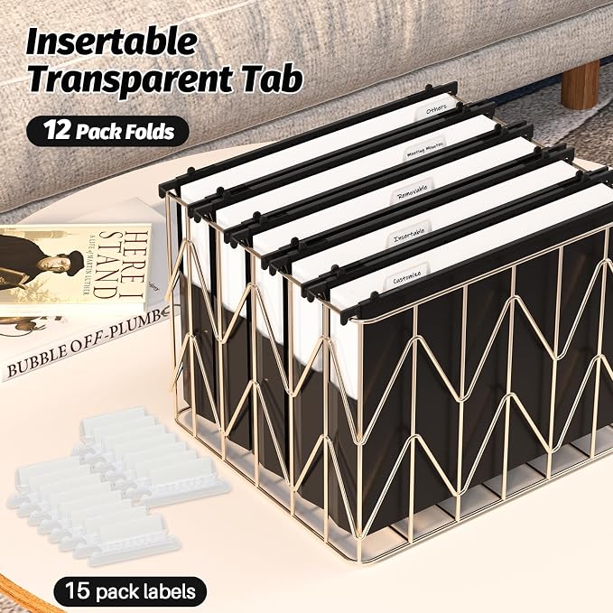 Shutex Extra Capacity Plastic Hanging File Folders, 12 Pack Reinforced Hang - Image 6