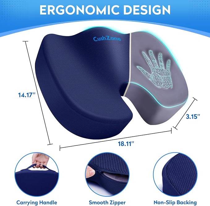 CushZone Office Chair Cushions, Memory Foam Coccyx Cushion - Image 4