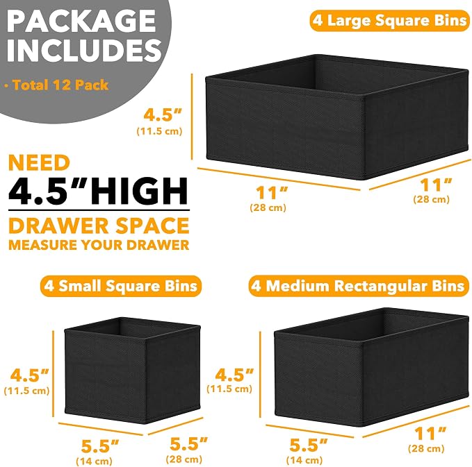 SpaceAid Drawer Organizer Clothes, 12 Pack Dresser Organizer Bins - Image 6