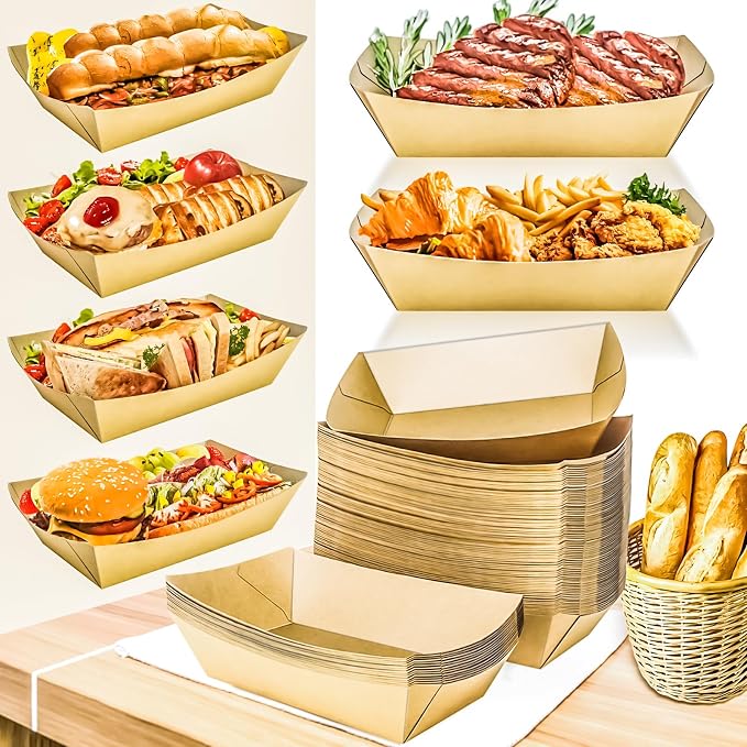 50 Pack Extra Large 5LB Paper Food Boats Trays Disposable Paper Boat, Heavy - Image 4