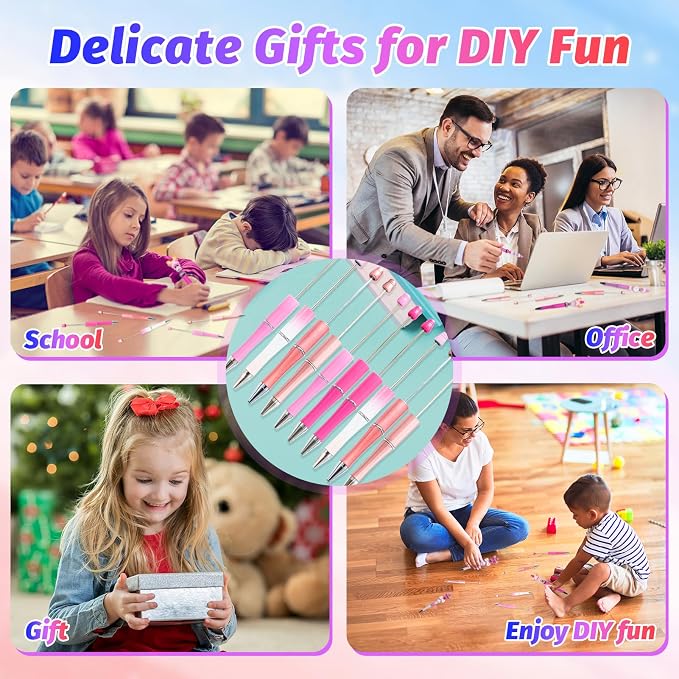 300 Pieces DIY Beadable Pen Kit – 100 Plastic Ballpoint Pens - Image 6