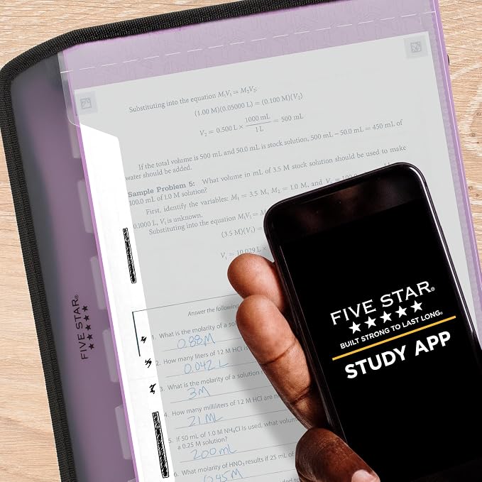 Five Star Expanding File Organizer + Study App, 7-Pocket Accordian File - Image 3