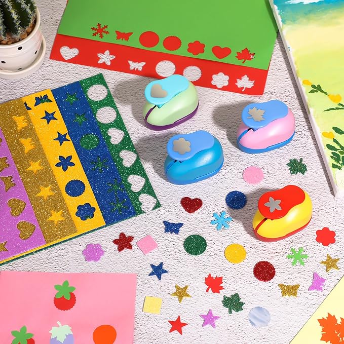Harloon 10 Pcs Craft Hole Punch Shapes 1 Inch Paper Punch Hole Mix Shapes - Image 4