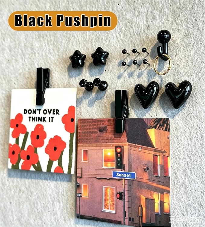 KEYDUACU 150 Pcs Black Push Pins Set, Metal Thumb Tacks, Decorative Push Pins - Image 6