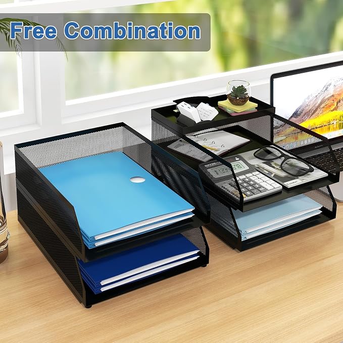 Natwind 4-Tier Paper Organizers, Desk Organizer, Stackable Paper Tray, Desk - Image 4