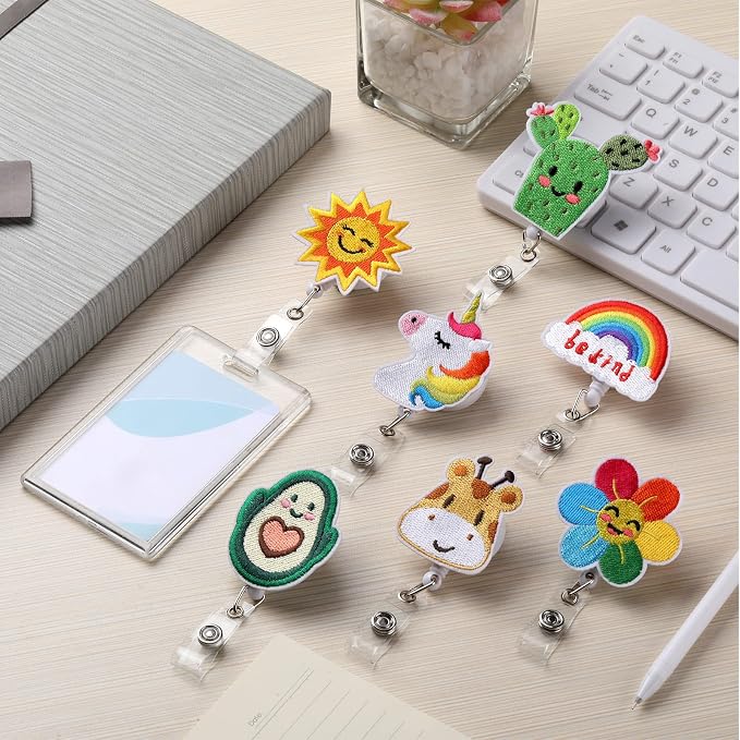 Zonon 8 Pcs Nurse Badge Reels Pediatric Badge Reels Cute Felt Retractable Funny - Image 5