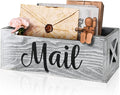 Mail Organizer Holder Countertop, Rustic Wood Mail Basket Storage Tray Letter by Botop