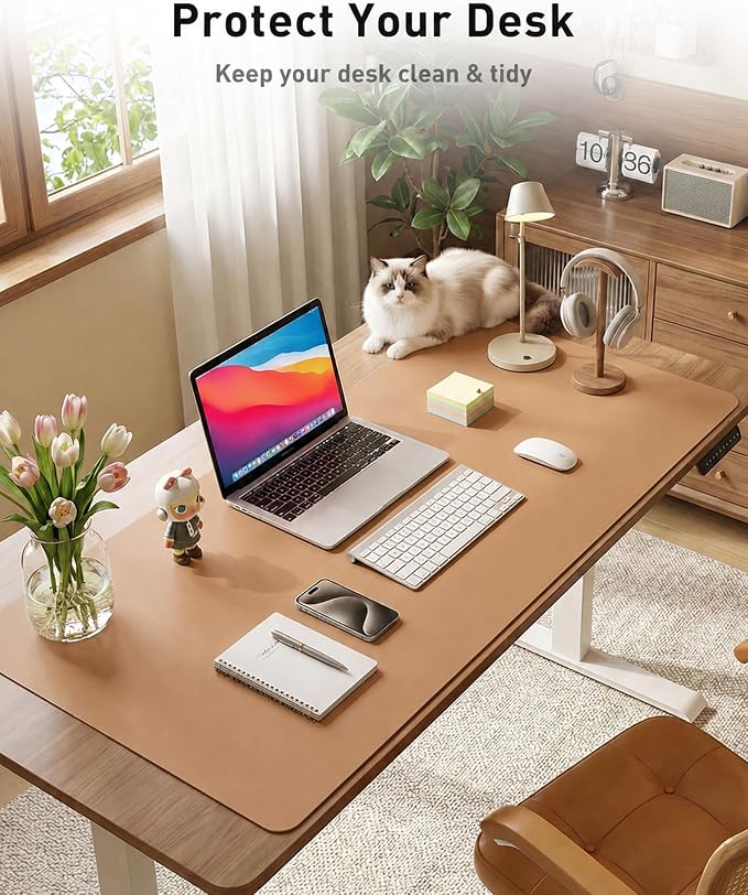 Aothia Faux Leather Desk Mat for Keyboard & Mouse | Creates One Clean Surface - Image 3