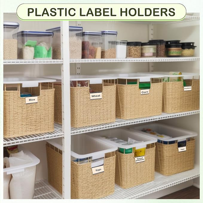 Tatuo 100 Pcs Reusable Plastic Wire Shelf Label Holders, Price Card Sign - Image 6