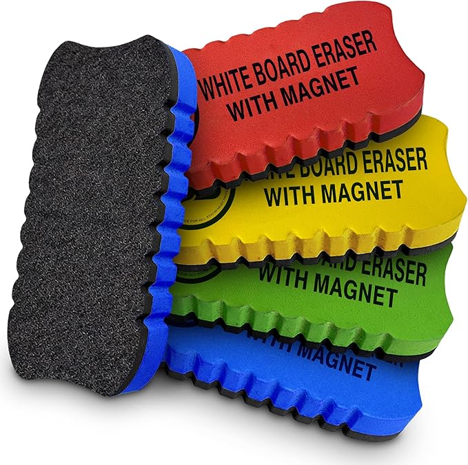 Magnetic Dry Erase Eraser 5 Pack Felt Whiteboard and Glass Board Cleaner | Use: by UltimateStationery