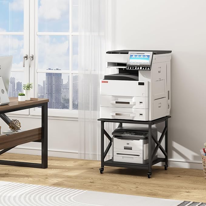 Fannova 2 Tier Large Printer Stand, 23.6 x 23.6 x 22.6 Inches Square Printer - Image 2