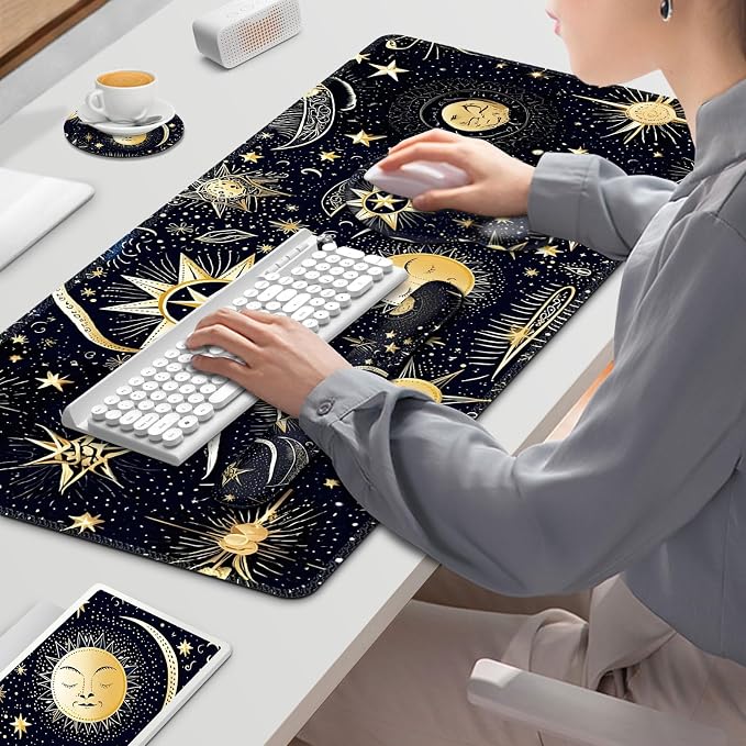 Gaming Mouse Pad, Large Desk Mat, Cute Desk Pad Protector, 4in1 XXL Mousepad + - Image 9