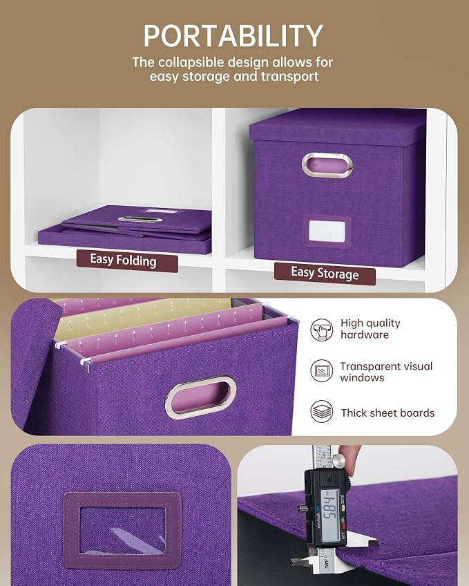 Oterri 2 Pack File Storage Organizer, Filing Box, Portable File Box - Image 4
