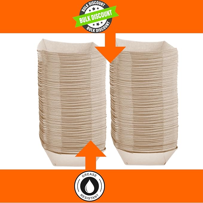 Paper Food Trays, Kraft Paper. Extra Large. 250 Pack, Disposable, Recyclable - Image 5