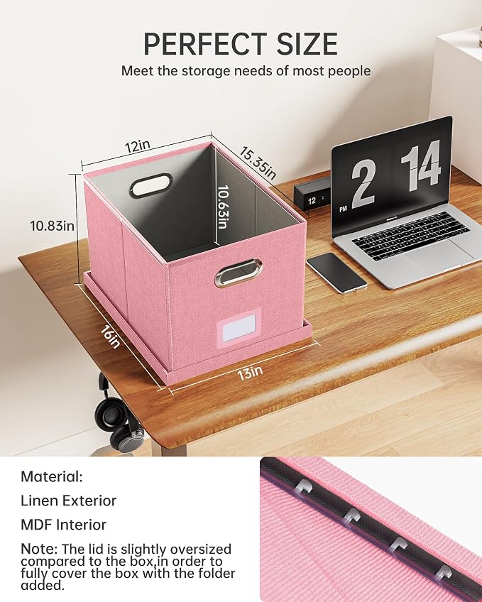 Oterri 2 Pack File Storage Organizer, Filing Box, Portable File Box - Image 3