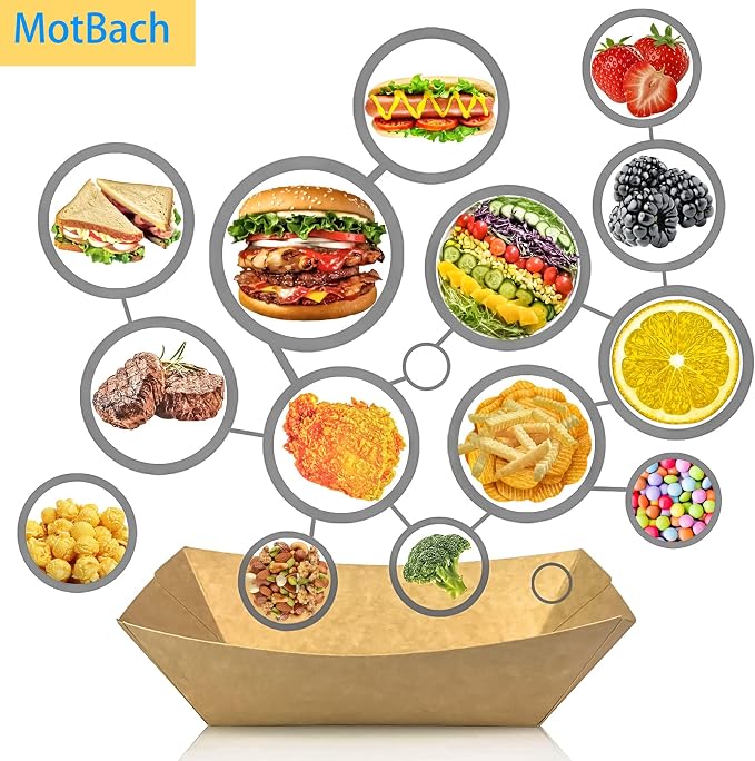 150 Pack 1 lb Food Serving Trays, Small Kraft Paper Oil-Proof Food Disposable - Image 4