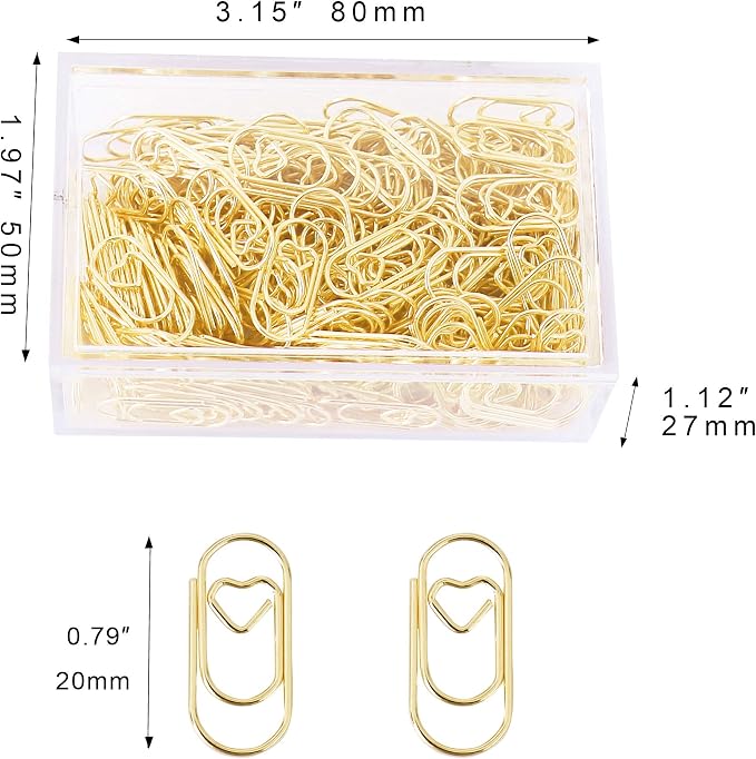 200 Pcs Small Gold Paper Clips Love Heart Shaped Paperclips Stainless Steel in - Image 5