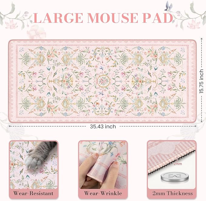 iCasso Pink Desk Cover Mat, Big Mouse Pad - Image 2