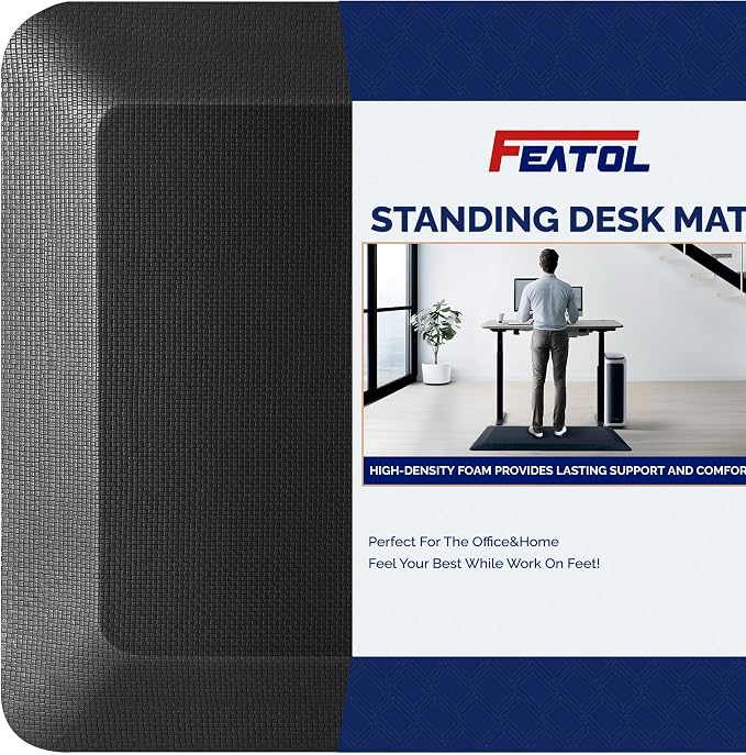 FEATOL Anti Fatigue Mat for Standing, 9/10 Extra Thick Ergonomic Standing Desk by FEATOL