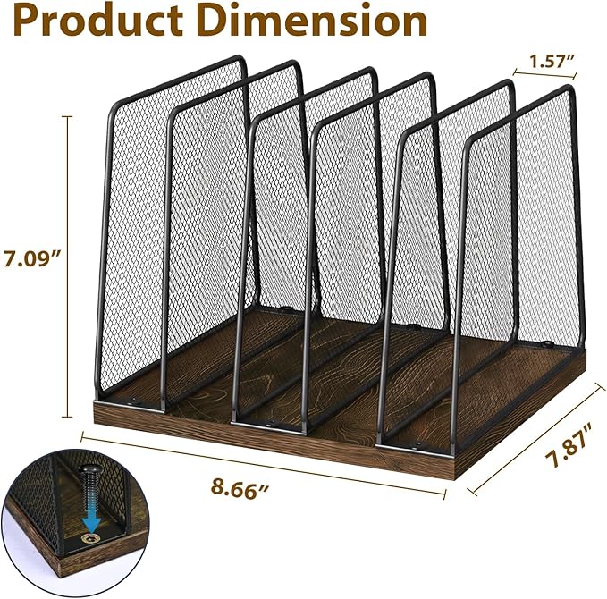 LEKETREE Desk File Organizer, 5-Section Upright File Sorter, Vertical File - Image 6