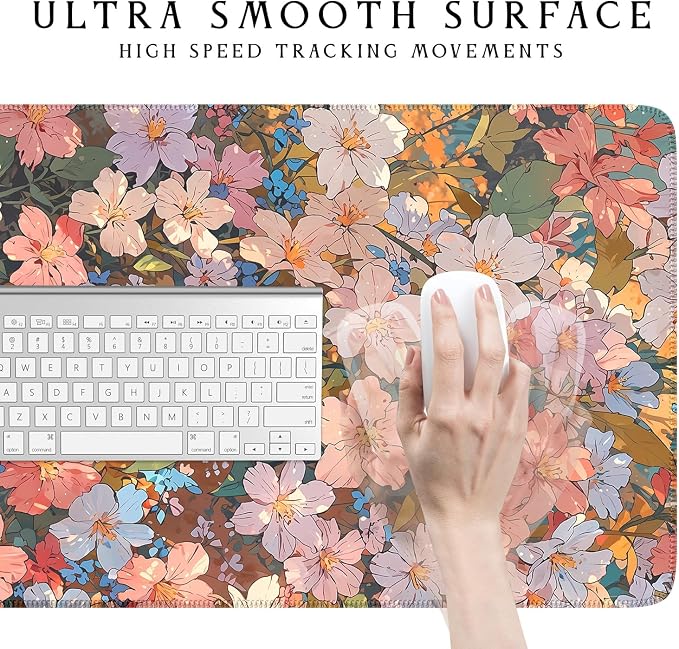 Floral Desk Mat for Women, Pastel Aesthetic Large Mouse Pad, XXL Desk Pad - Image 5