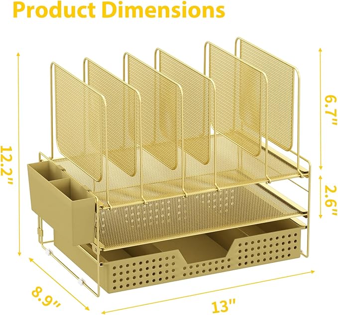 LEKETREE Gold Desk Organizer, Office Organization - Image 7