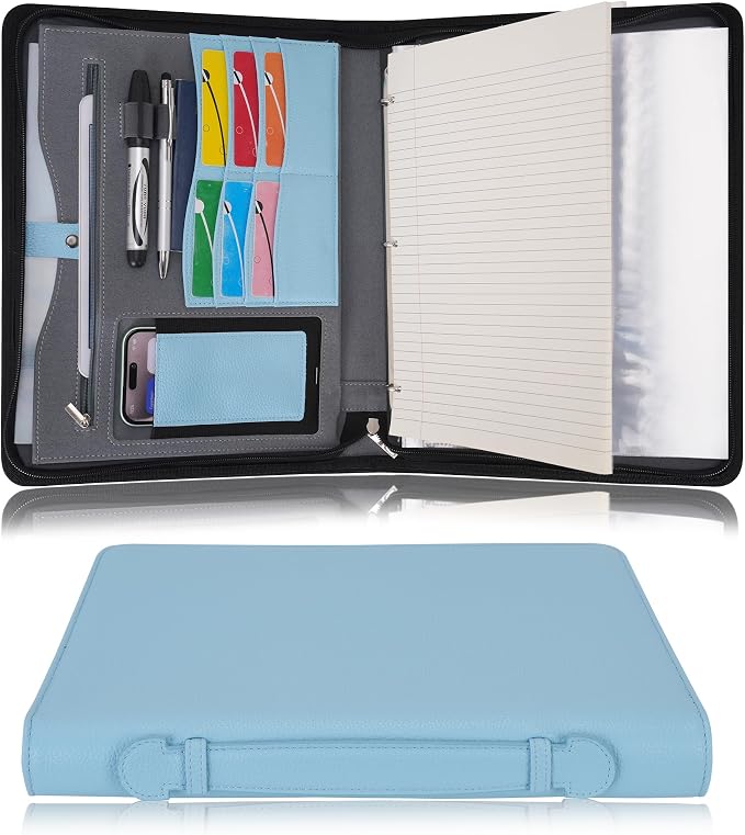 Wonderpool Travel Zippered Portfolio 3 Ring Binder A4 Padfolio Document Case by Wonderpool