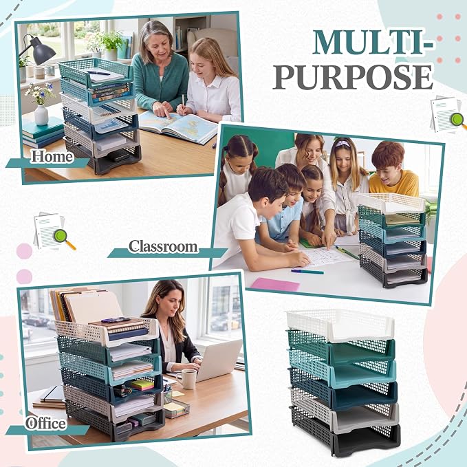 Geetery Set of 12 Turn in Trays Classroom Plastic Trays - Image 5
