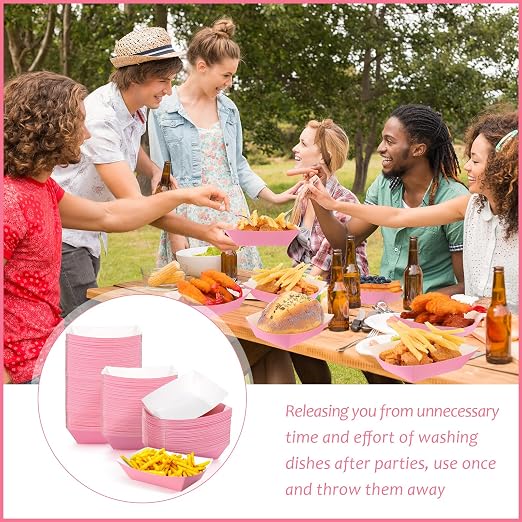 Yinkin 200 Pcs Paper Boat Disposable Graduation Food Trays Nacho Trays Kraft - Image 5