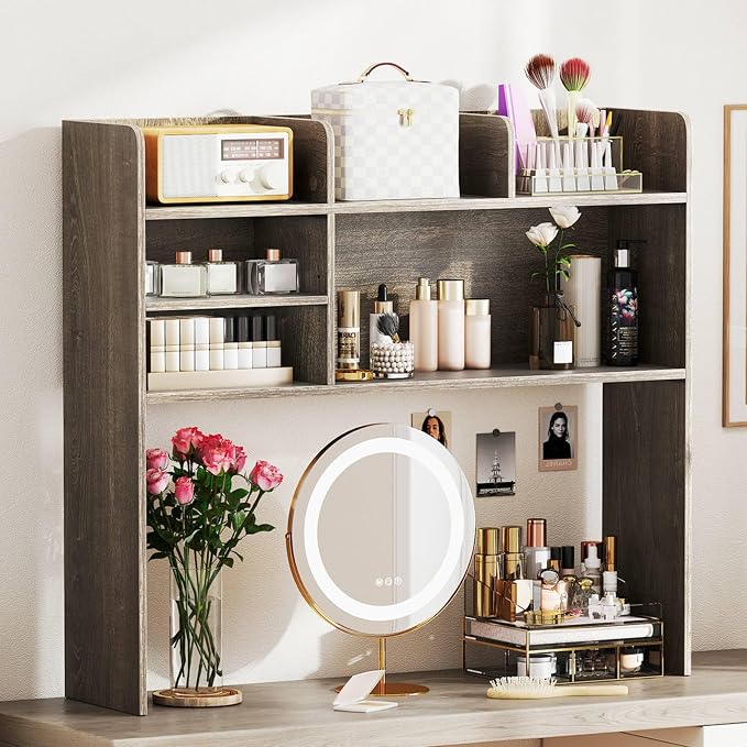 Tangkula Desktop Bookshelf for Computer Up to 32”, 37” Countertop Storage Hutch - Image 4