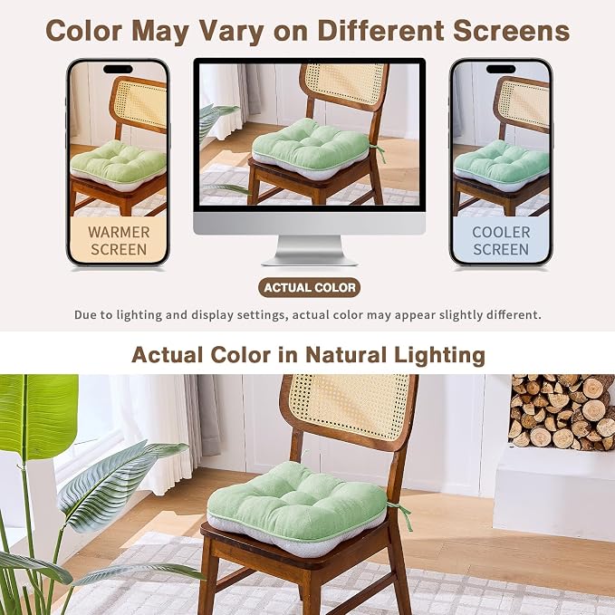 BETU Chair Cushions for Dining Chairs Set of 4, 3.5" Thick Green Kitchen Chair - Image 6