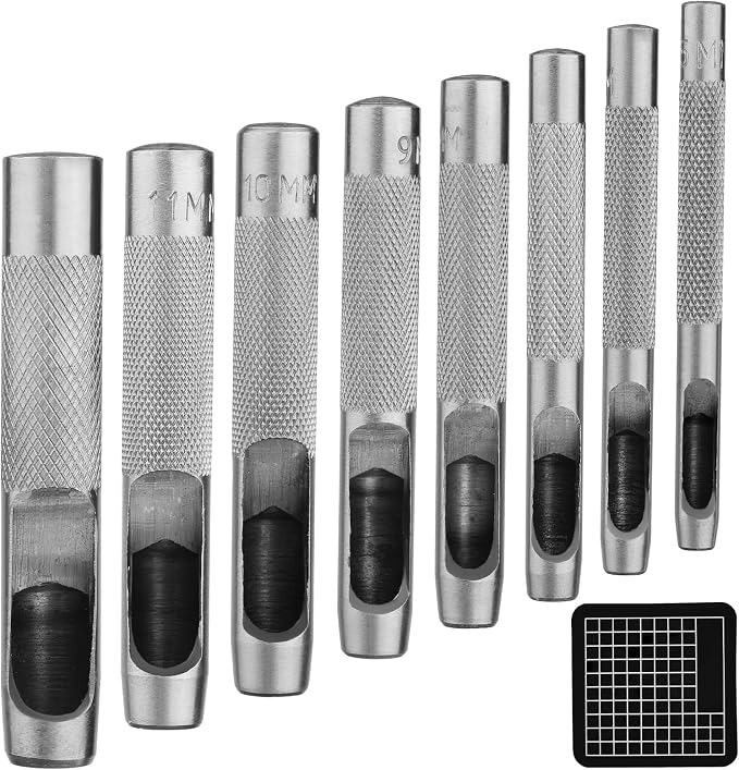 8 Pcs Leather Hole Punch Cutter 5mm-13mm Hollow Punch Set by Jmuiiu