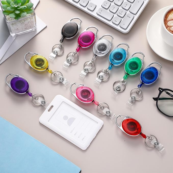 Laumoi 80 Packs Retractable ID Badge Holder Name ID Badge Reel Clips Keychain - Image 5