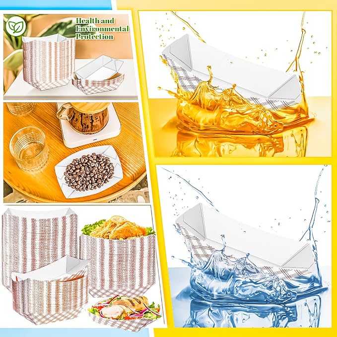 160 Pack Checkered 2Lb Paper Food Boat Trays Disposable Paper Boats Containers - Image 7