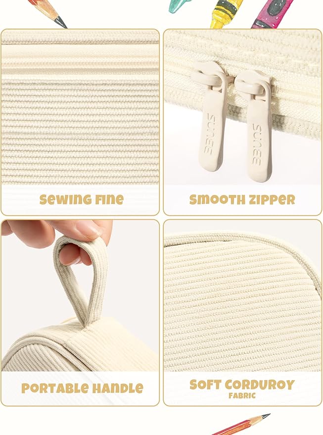 SUNEE Cute Pencil Case, Large Pencil Pouch, Aesthetic Big Pencil Bag - Image 4