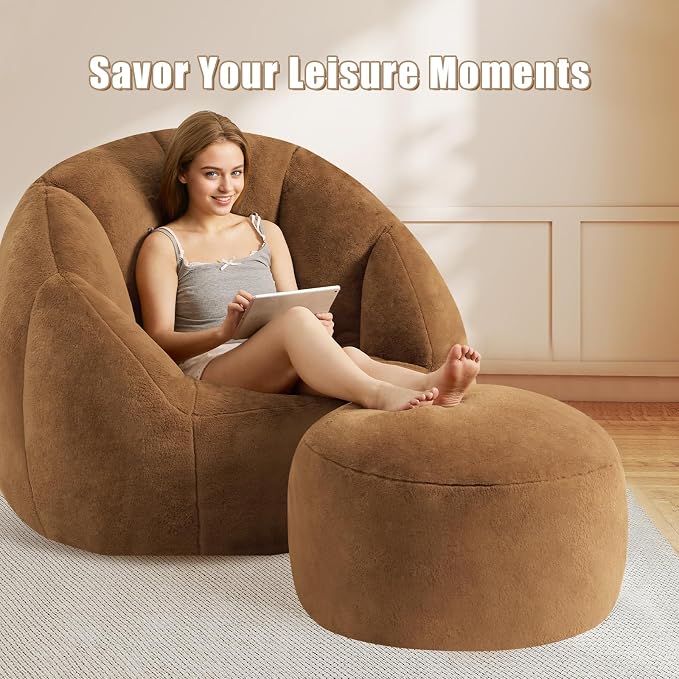 Gericco Round Pouf Ottoman Foot Rest, 29 X 18Inch Floor Poufs Footstool - Image 3