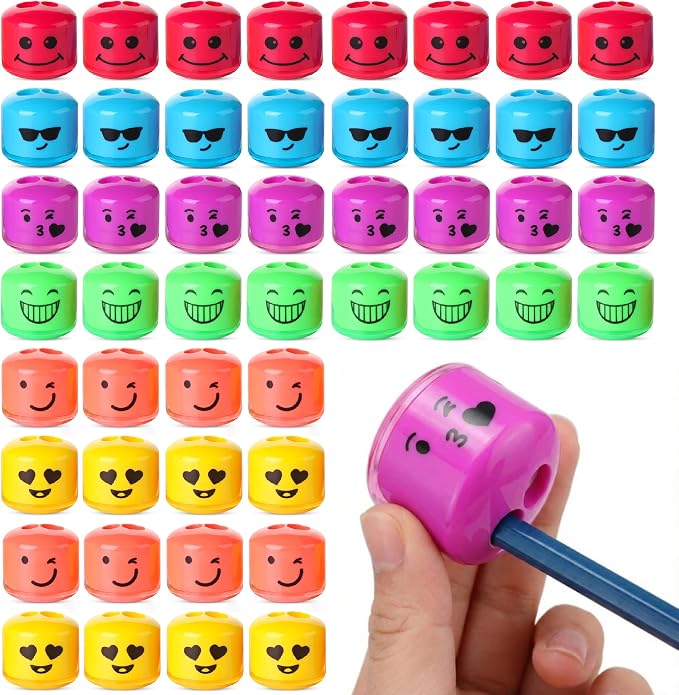 Mr. Pen- Pencil Sharpeners Manual, 48 Pack, Dual Hole, Smiley | Bulk Handheld by MrPen