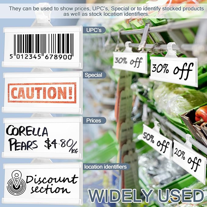 100 Pieces Plastic Wire Shelf Label Holders, Reusable Price Label Holder - Image 7