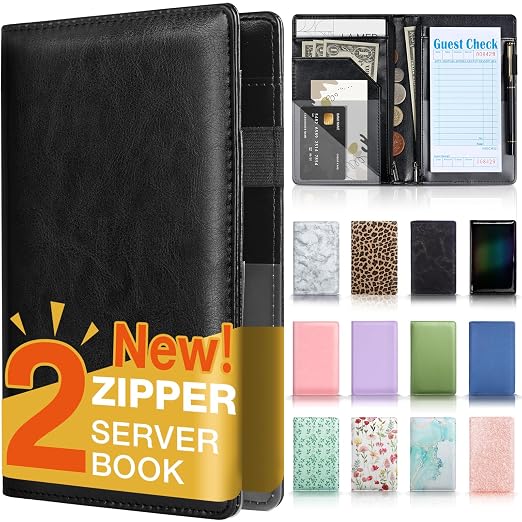 Forvencer Server Book, 2 Zipper Pocket, Server Books by Forvencer