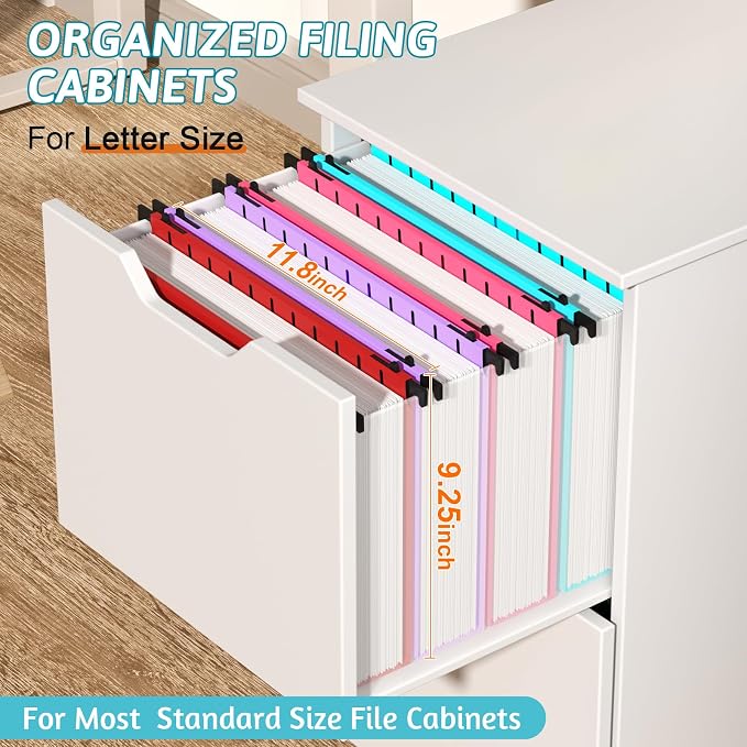 Extra Capacity Plastic Hanging File Folder Letter Size, 12 Pack Reinforced Hang - Image 3