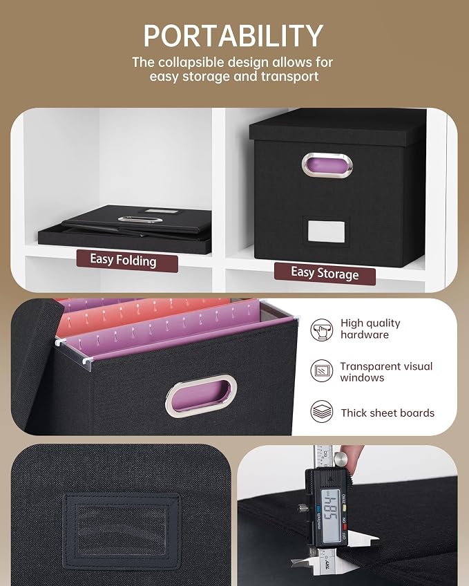 Oterri 2 Pack File Storage Organizer, Filing Box, Portable File Box - Image 2