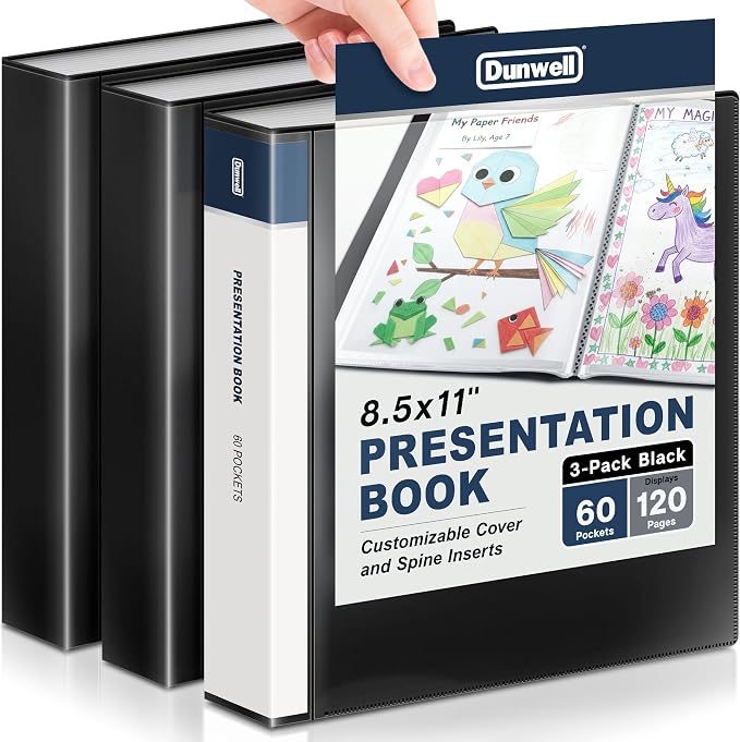 Dunwell Presentation Binder 60-Pocket, Displays 120 Pages, 8.5x11 Portfolio by Dunwell
