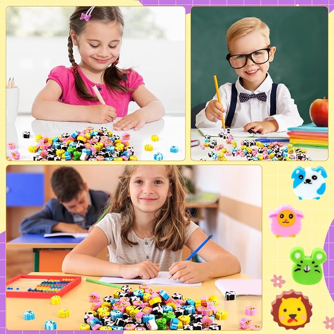 JUNEBRUSHS 150 Pieces Mini Animal Erasers - Image 7