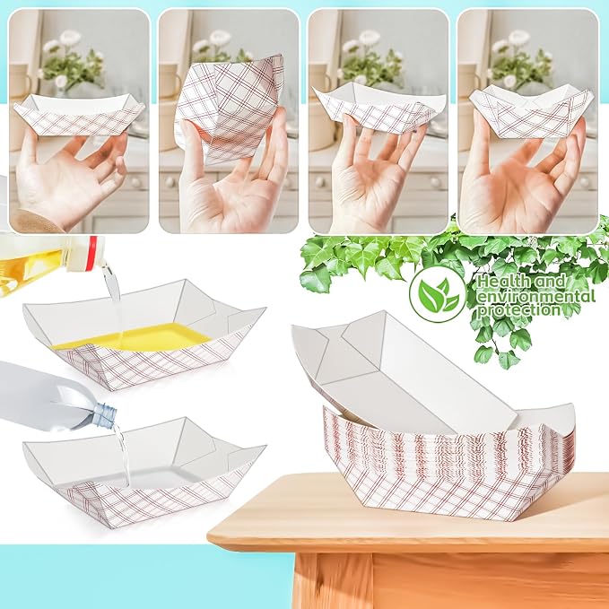 80 Pack Checkered 1/2Lb Paper Food Boat Trays Disposable Small Paper Boats - Image 4