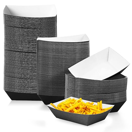 Yinkin 200 Pcs Paper Boat Disposable Graduation Food Trays Nacho Trays Kraft by Yinkin